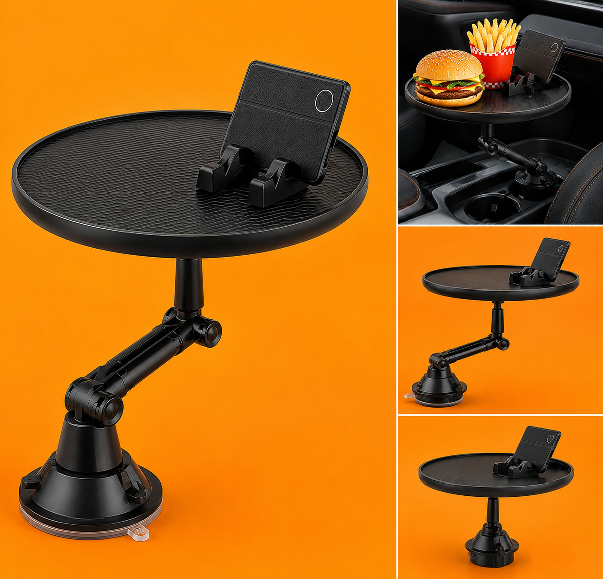 Bandeja Smart 360° — Soporte Giratorio Multifuncional para Auto y Hogar